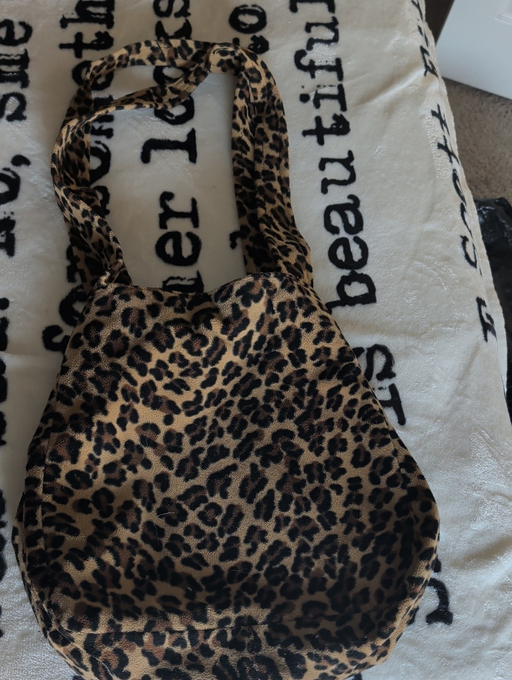 Leopard Print Shoulder Bag in Brown and Cream